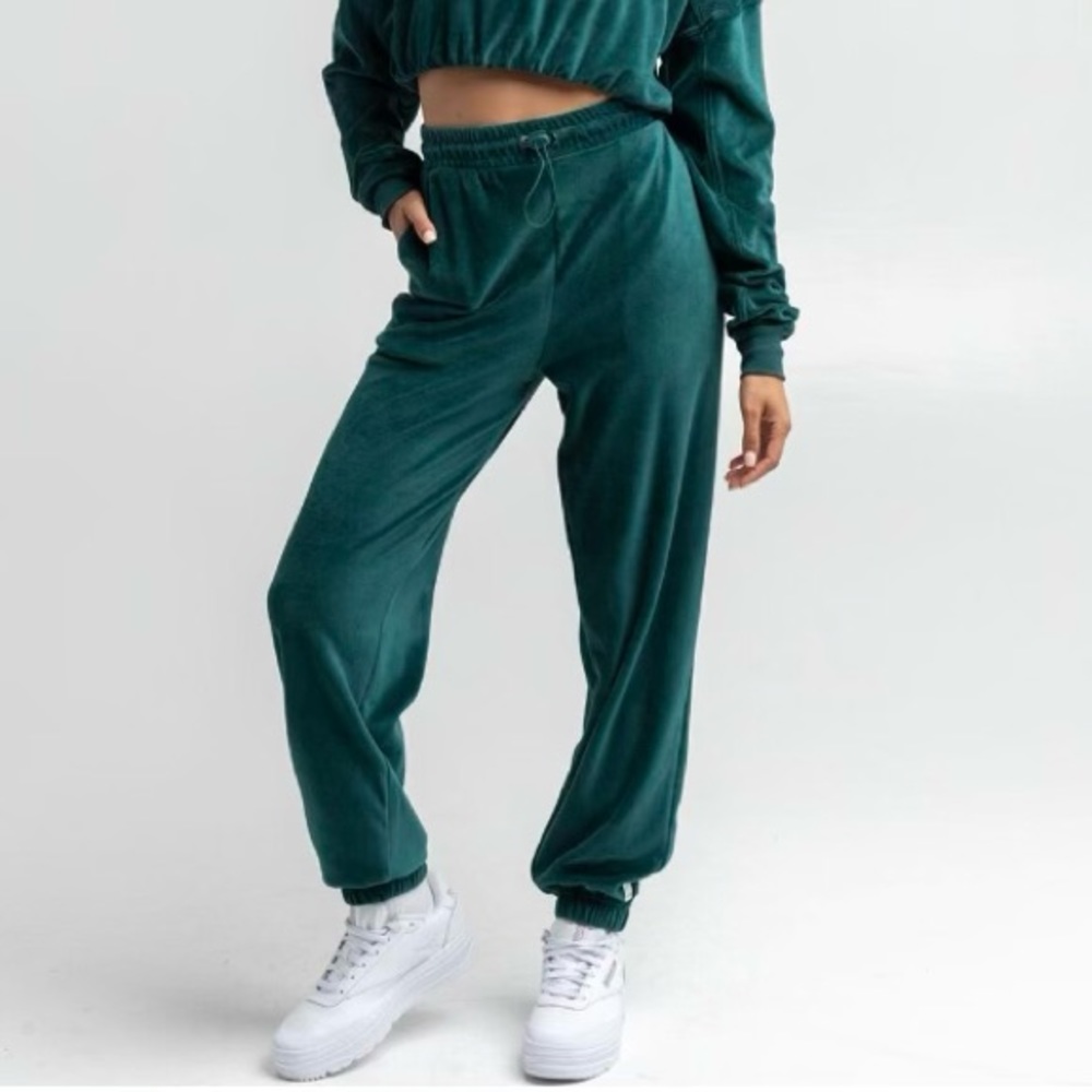 RSQ Velour Dark Green Jogger Sweatpants
